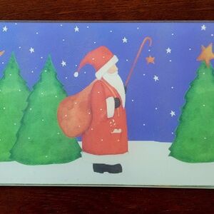 Santa Claus Cutting Board Glass Serving Board The Night Sky Holiday Universal